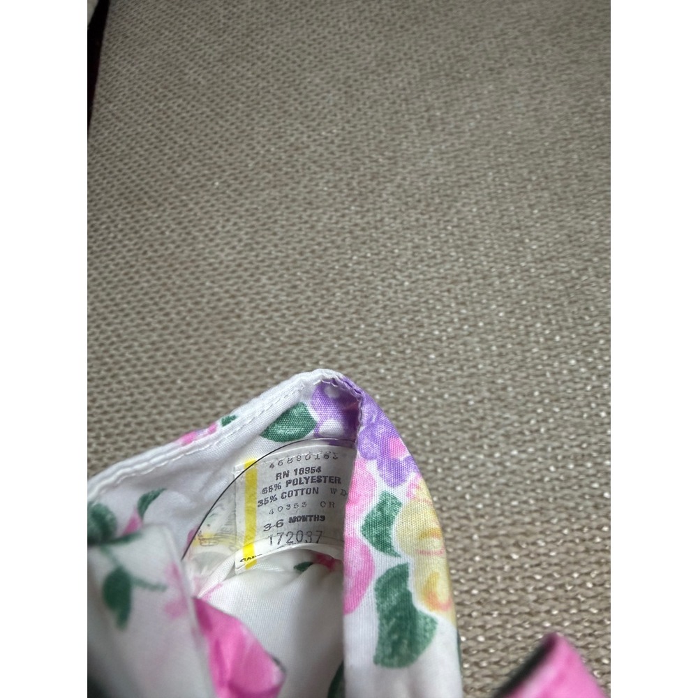 Vintage Floral Baby Booties Pink Cottagecore Bow Crib Shoes 3-6 Months infant - Picture 4 of 4